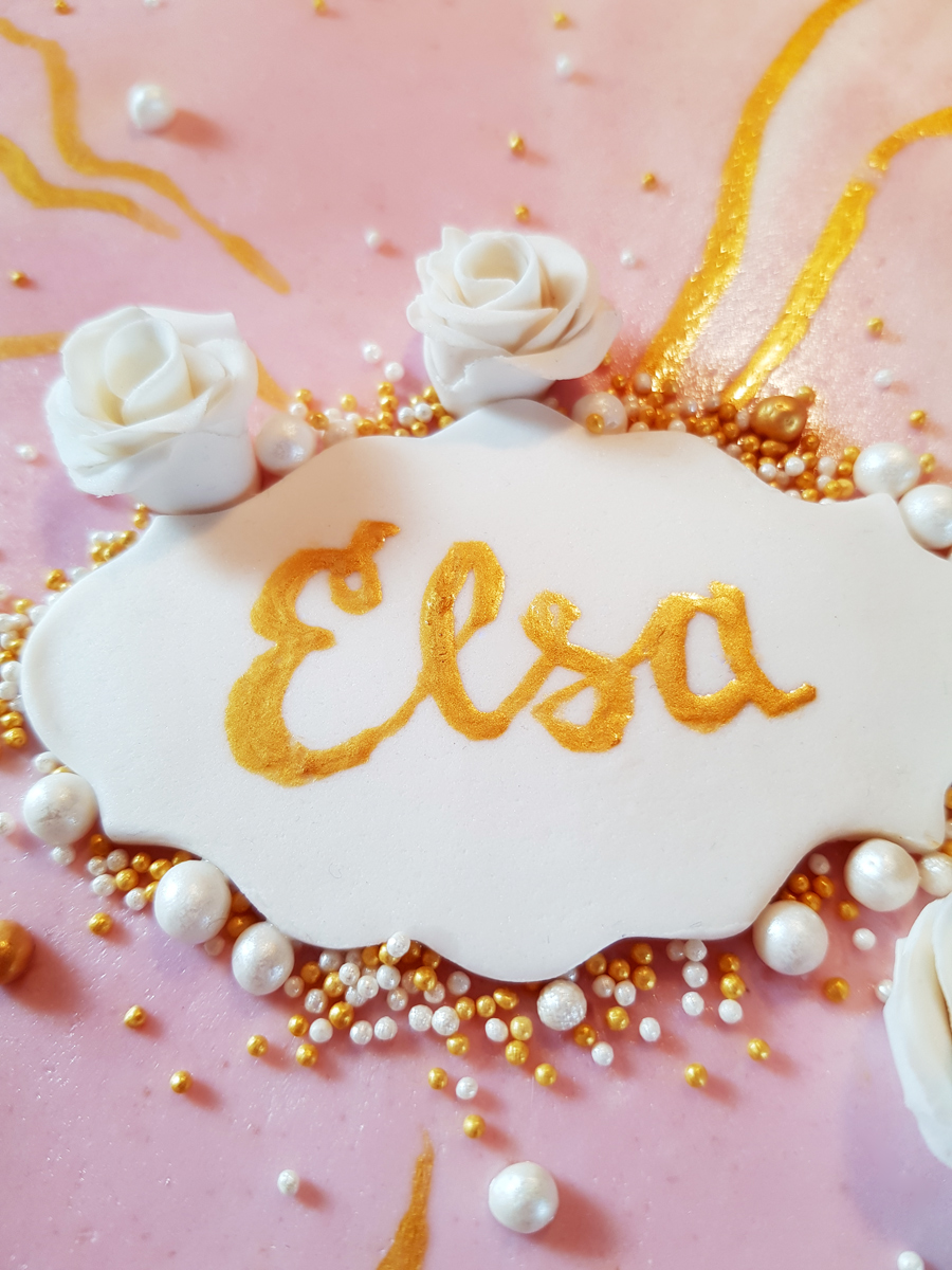 Elsas pink and gold cake - Elsas rosa och guldtårta