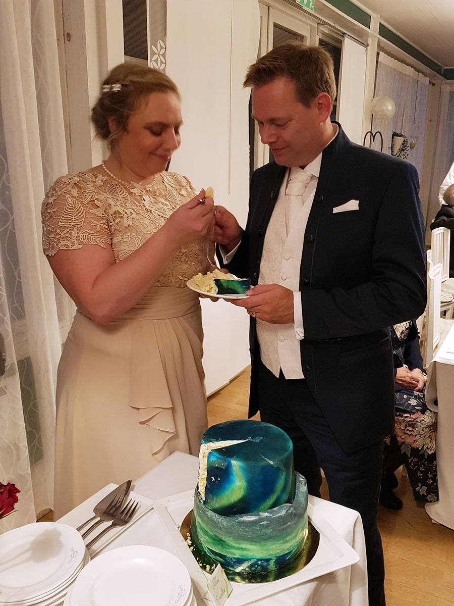 bröllopstårta wedding cake norrland norrsken northern lights